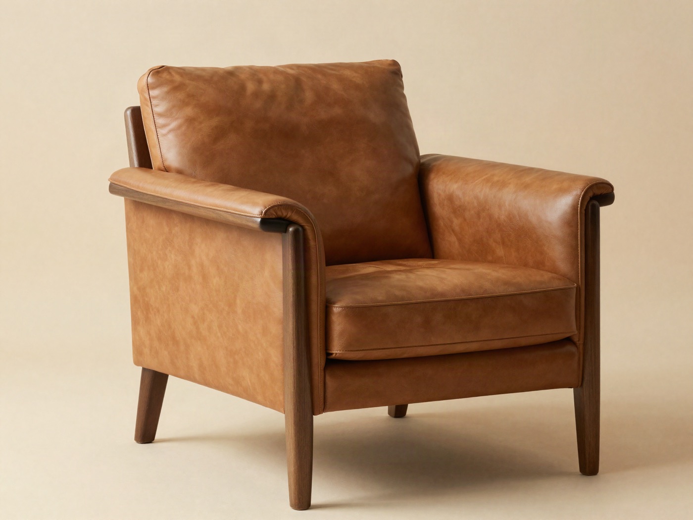 Tan full grain leather armchair